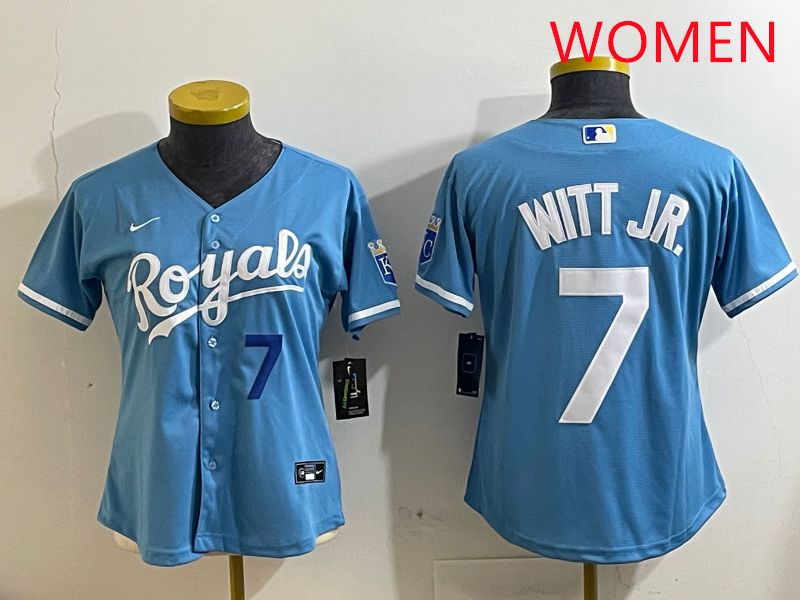 Women Kansas City Royals #7 Witt jr Light Blue Game 2025 Nike MLB Jersey style 4